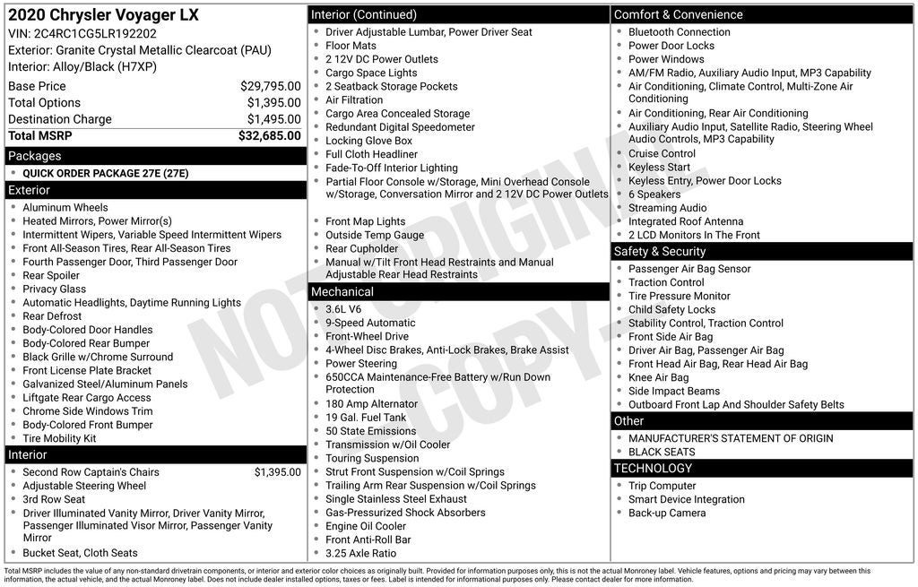 chrysler voyager 2020 2C4RC1CG5LR192202 image chrysler voyager 2020 2C4RC1CG5LR192202 image