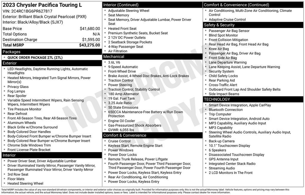 chrysler pacifica 2023 2C4RC1BG6PR627817 image chrysler pacifica 2023 2C4RC1BG6PR627817 image