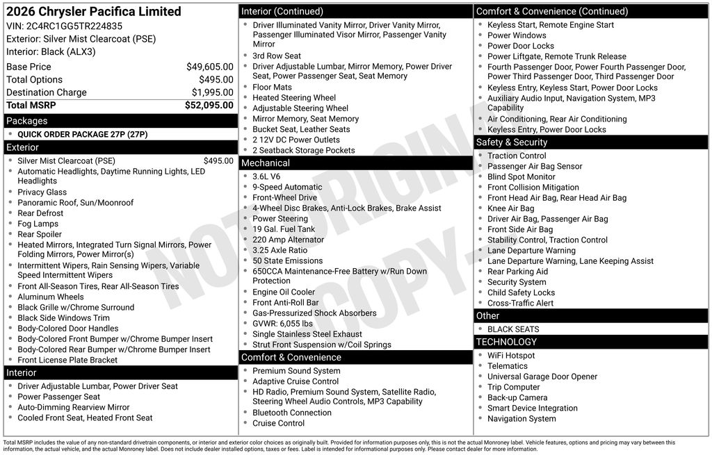 chrysler pacifica 2026 2C4RC1GG5TR224835 image chrysler pacifica 2026 2C4RC1GG5TR224835 image