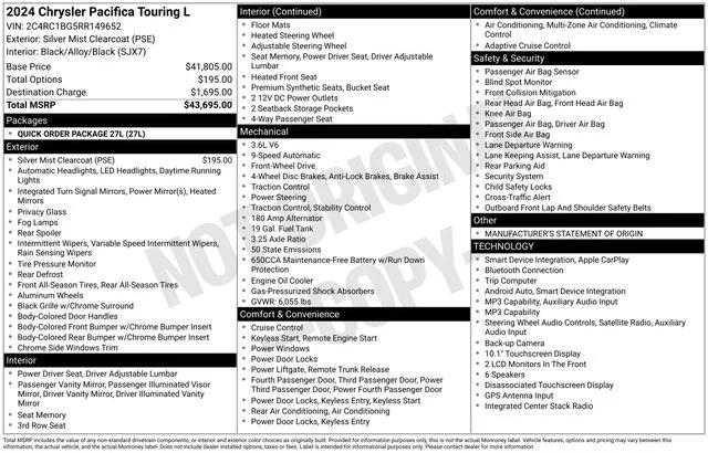 chrysler pacifica 2024 2C4RC1BG5RR149652 image chrysler pacifica 2024 2C4RC1BG5RR149652 image