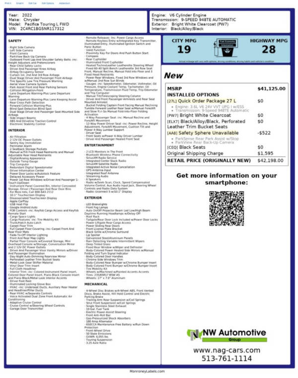 chrysler pacifica 2022 2C4RC1BG5NR117312 image chrysler pacifica 2022 2C4RC1BG5NR117312 image