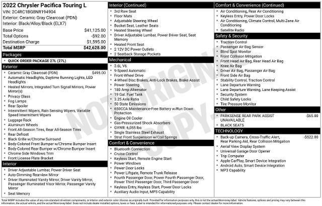 chrysler pacifica 2022 2C4RC1BG8NR194904 image chrysler pacifica 2022 2C4RC1BG8NR194904 image