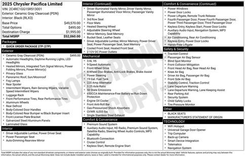chrysler pacifica 2025 2C4RC1GG1SR513001 image chrysler pacifica 2025 2C4RC1GG1SR513001 image