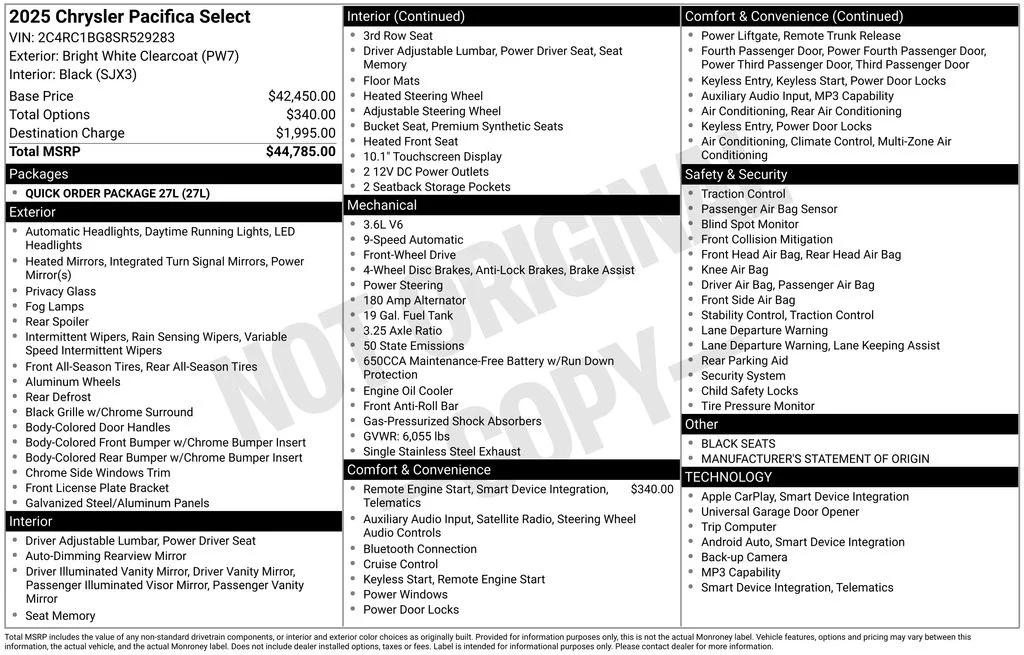 chrysler pacifica 2025 2C4RC1BG8SR529283 image chrysler pacifica 2025 2C4RC1BG8SR529283 image