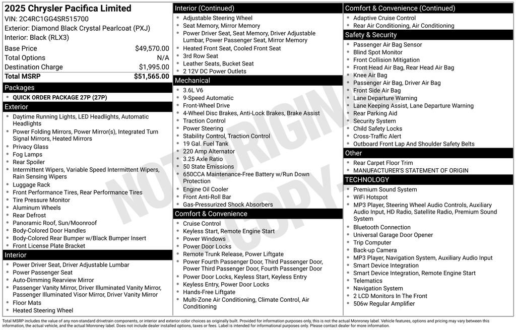 chrysler pacifica 2025 2C4RC1GG4SR515700 image chrysler pacifica 2025 2C4RC1GG4SR515700 image