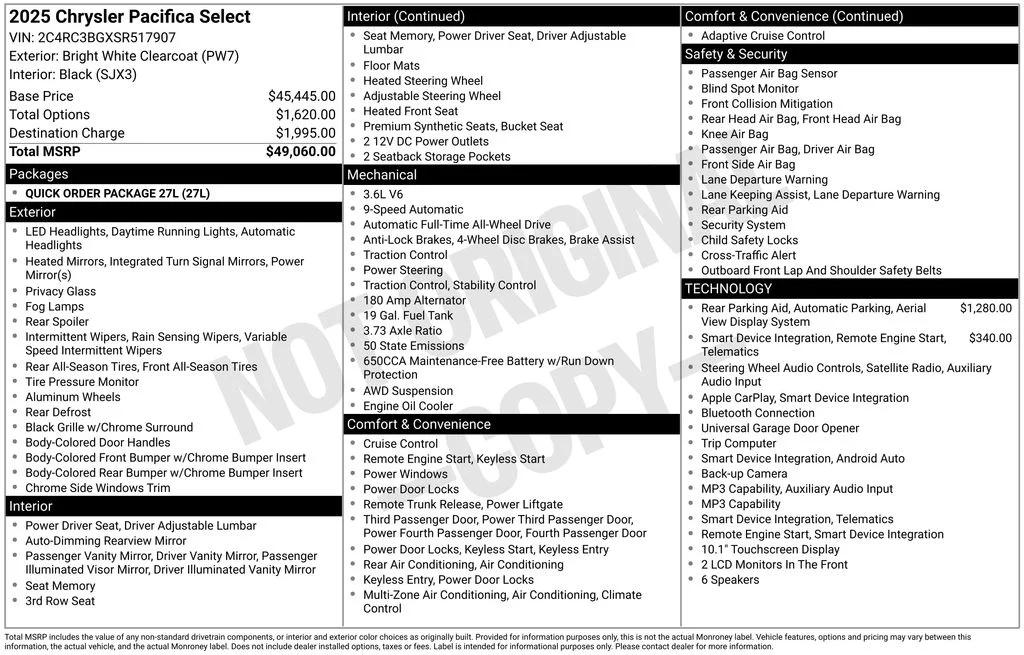 chrysler pacifica 2025 2C4RC3BGXSR517907 image chrysler pacifica 2025 2C4RC3BGXSR517907 image