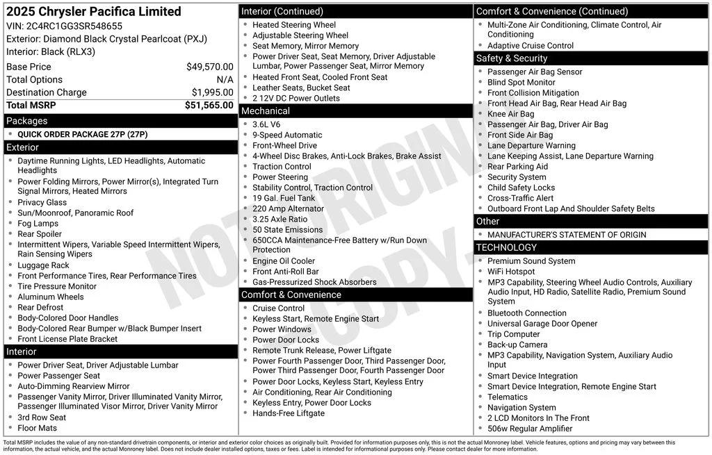 chrysler pacifica 2025 2C4RC1GG3SR548655 image chrysler pacifica 2025 2C4RC1GG3SR548655 image