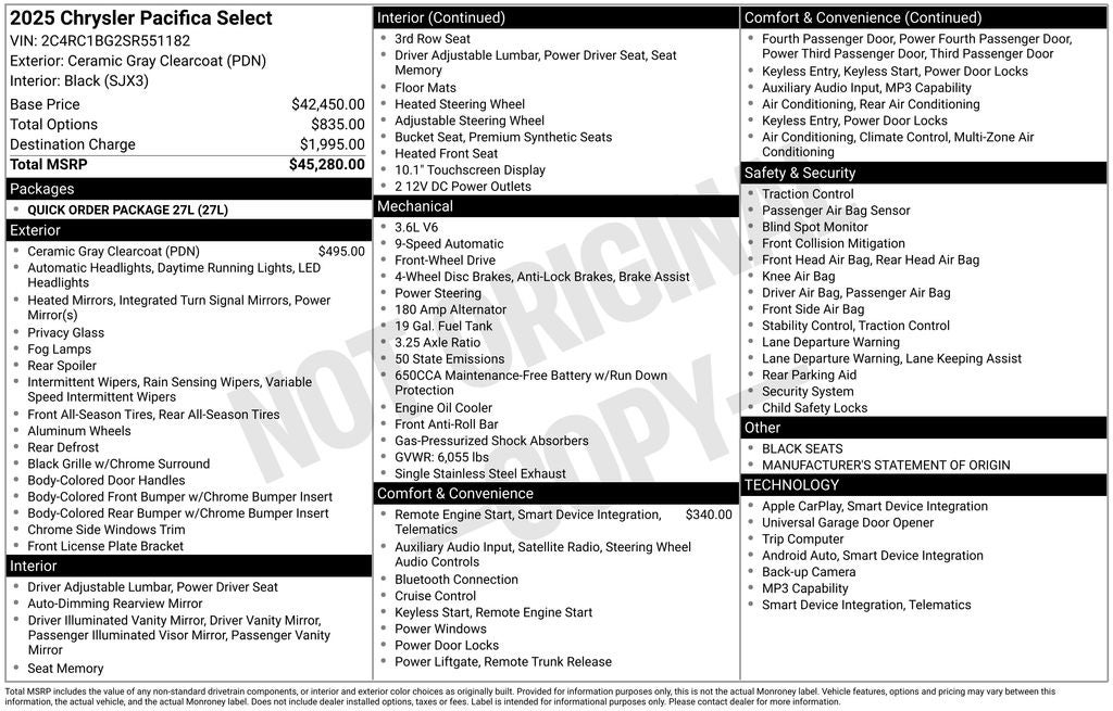 chrysler pacifica 2025 2C4RC1BG2SR551182 image chrysler pacifica 2025 2C4RC1BG2SR551182 image