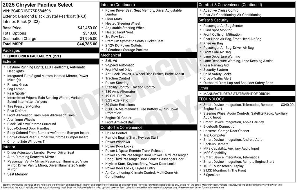 chrysler pacifica 2025 2C4RC1BG7SR584596 image chrysler pacifica 2025 2C4RC1BG7SR584596 image