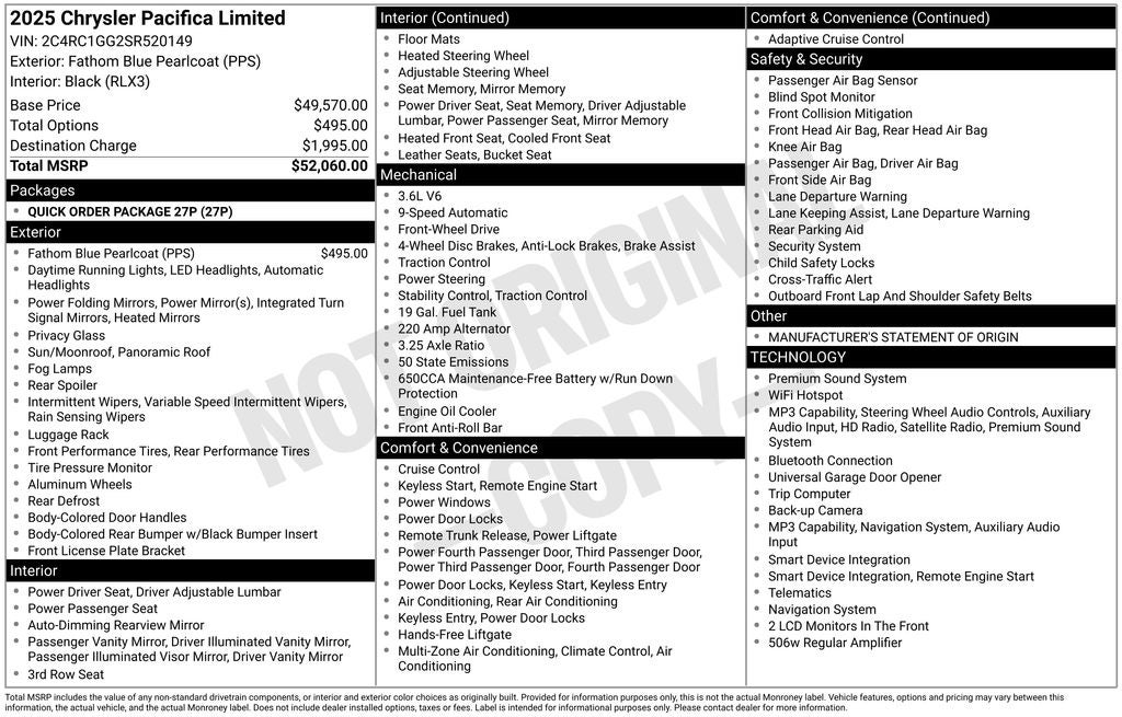 chrysler pacifica 2025 2C4RC1GG2SR520149 image chrysler pacifica 2025 2C4RC1GG2SR520149 image