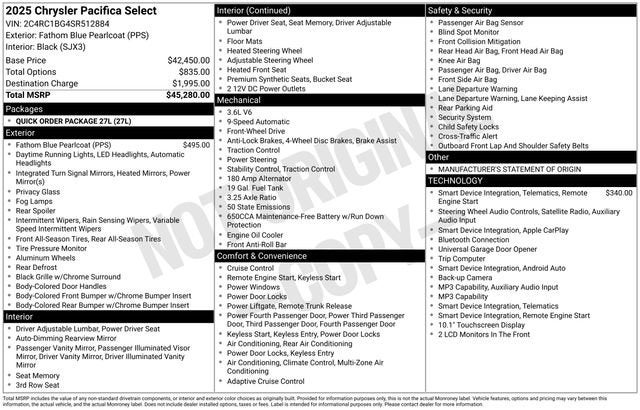 chrysler pacifica 2025 2C4RC1BG4SR512884 image chrysler pacifica 2025 2C4RC1BG4SR512884 image