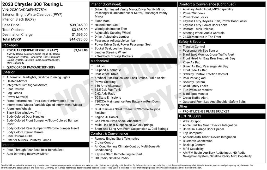 chrysler 300 2023 2C3CCADG6PH577594 image chrysler 300 2023 2C3CCADG6PH577594 image