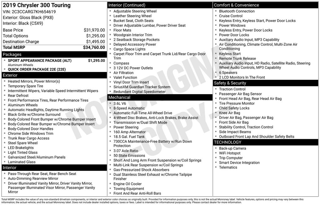 chrysler 300 2019 2C3CCARG7KH654619 image chrysler 300 2019 2C3CCARG7KH654619 image