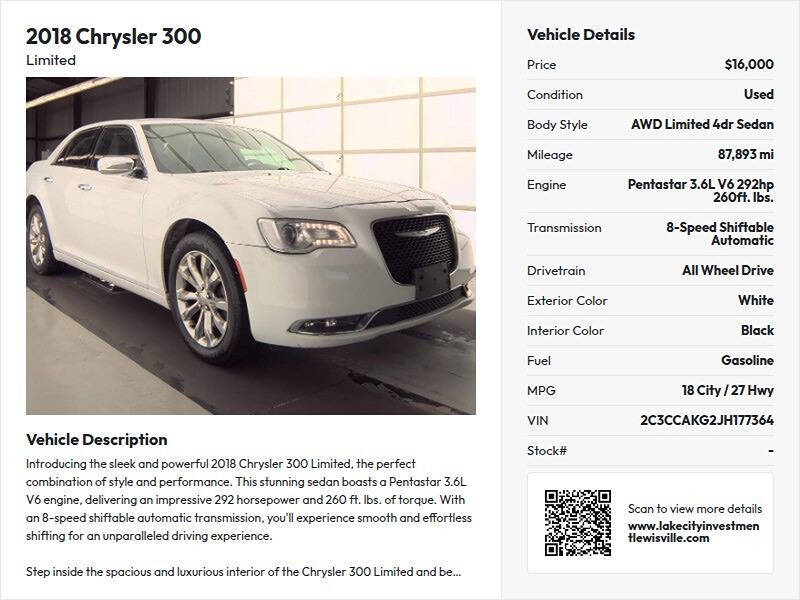 chrysler 300 2018 2C3CCAKG2JH177364 image chrysler 300 2018 2C3CCAKG2JH177364 image