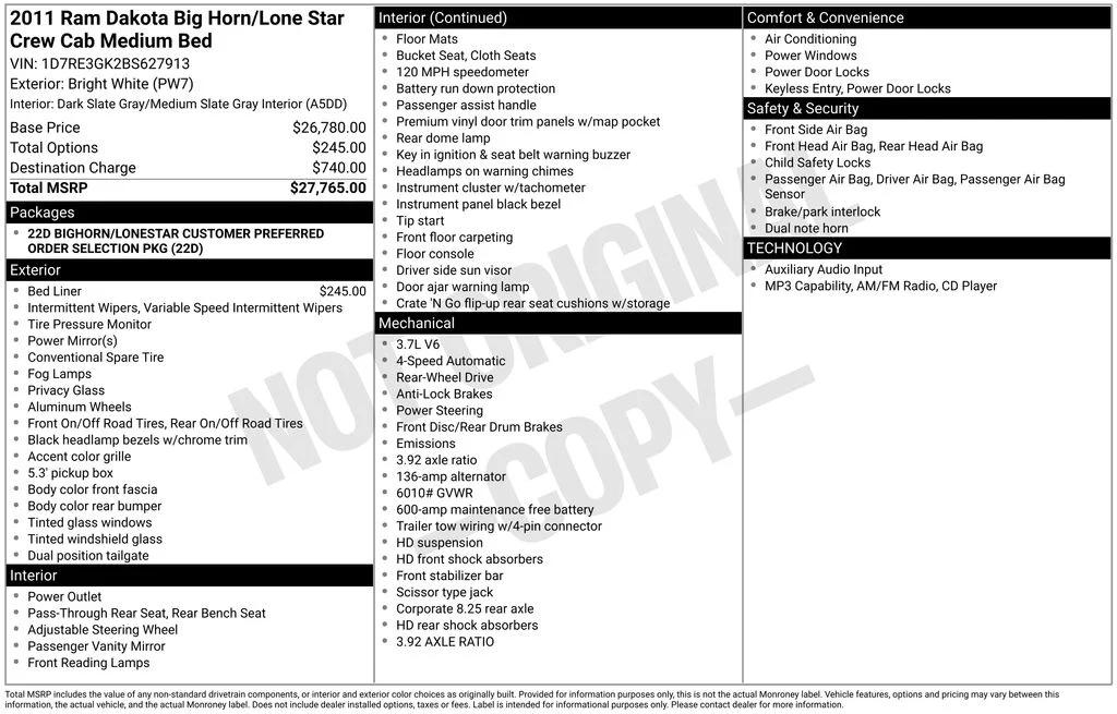 ram dakota 2011 1D7RE3GK2BS627913 image ram dakota 2011 1D7RE3GK2BS627913 image