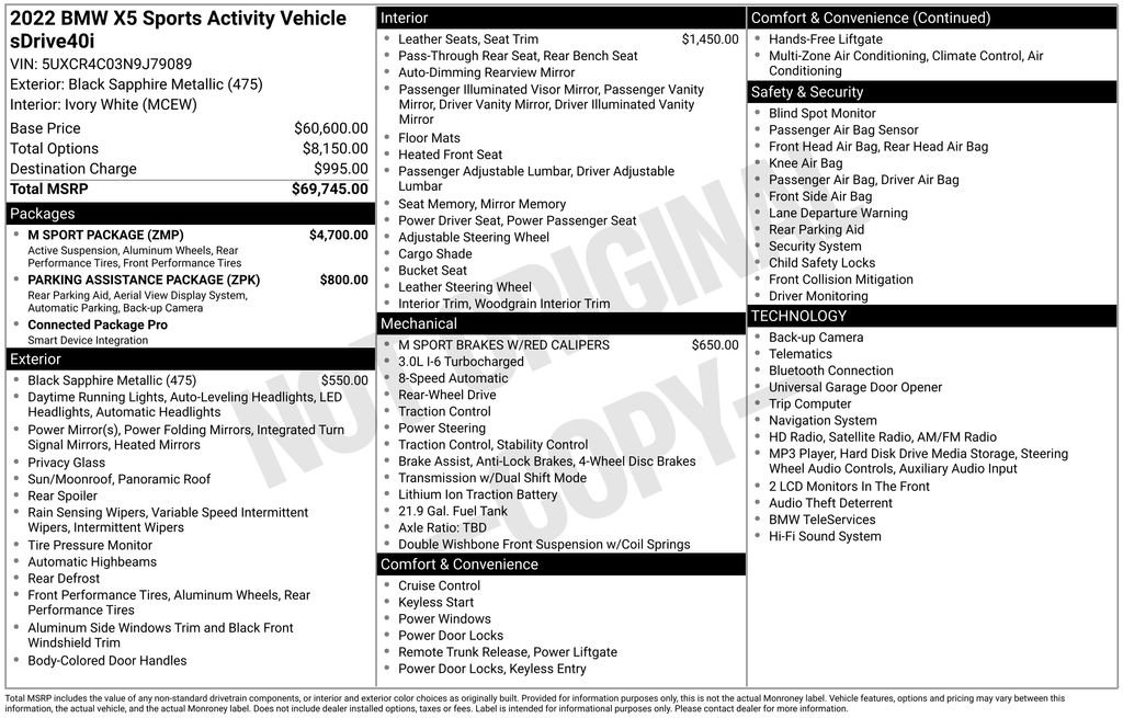 bmw x5 2022 5UXCR4C03N9J79089 image bmw x5 2022 5UXCR4C03N9J79089 image