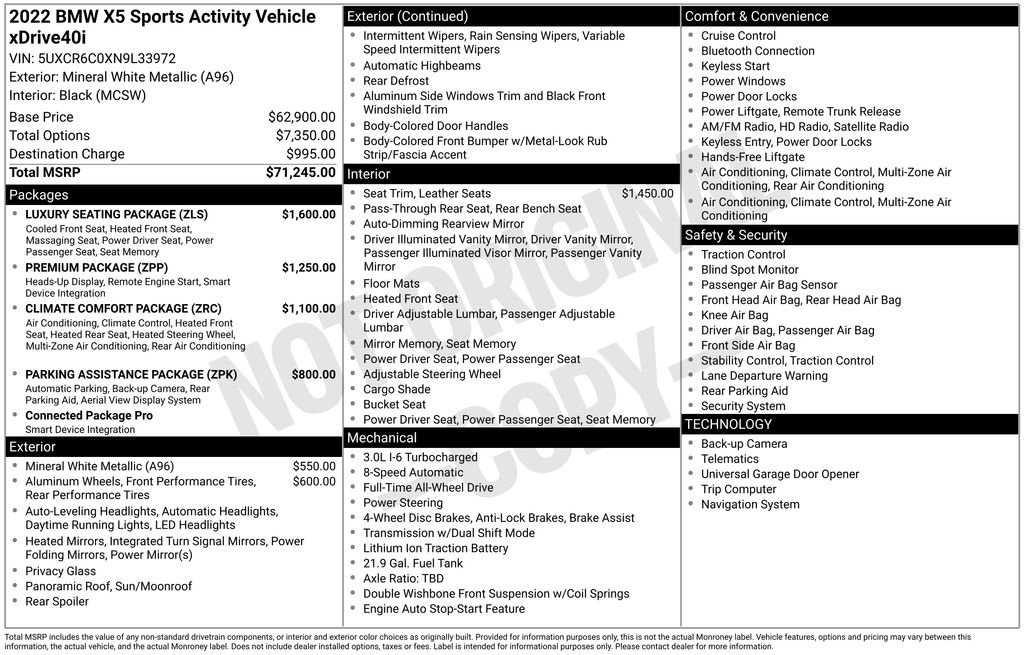bmw x5 2022 5UXCR6C0XN9L33972 image bmw x5 2022 5UXCR6C0XN9L33972 image