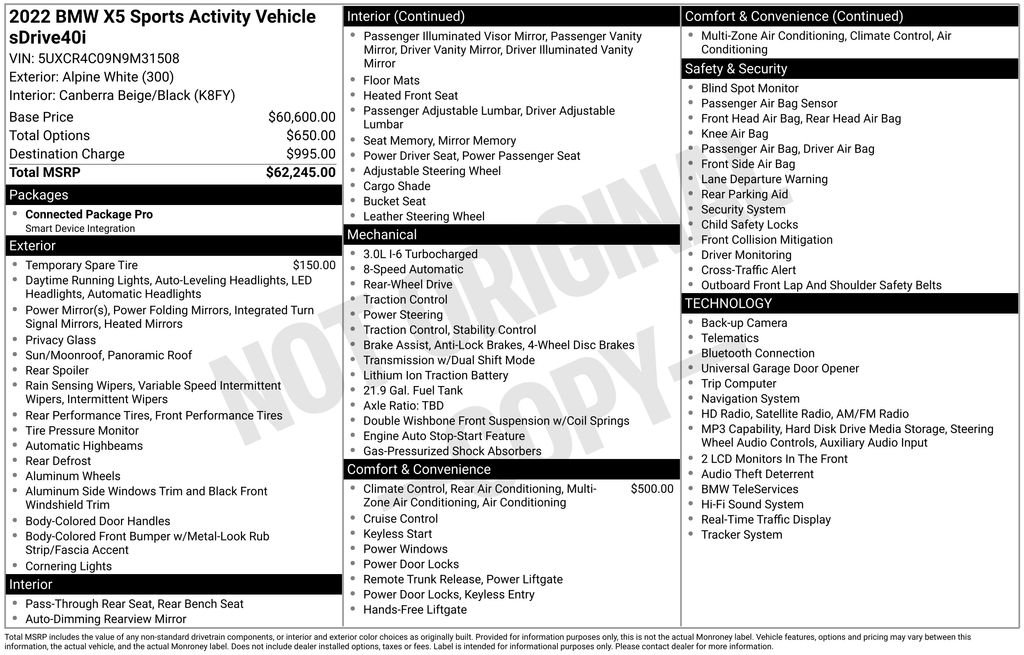 bmw x5 2022 5UXCR4C09N9M31508 image bmw x5 2022 5UXCR4C09N9M31508 image