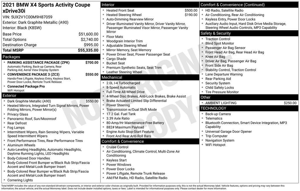 bmw x4 2021 5UX2V1C00M9H87059 image bmw x4 2021 5UX2V1C00M9H87059 image