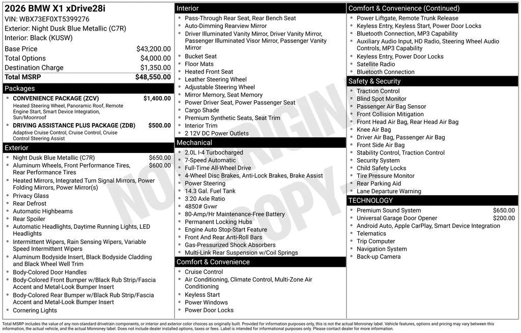 bmw x1 2026 WBX73EF0XT5399276 image bmw x1 2026 WBX73EF0XT5399276 image