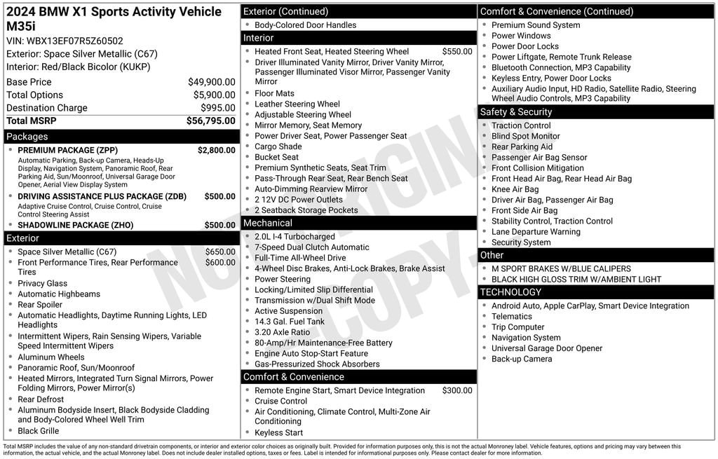 bmw x1 2024 WBX13EF07R5Z60502 image bmw x1 2024 WBX13EF07R5Z60502 image