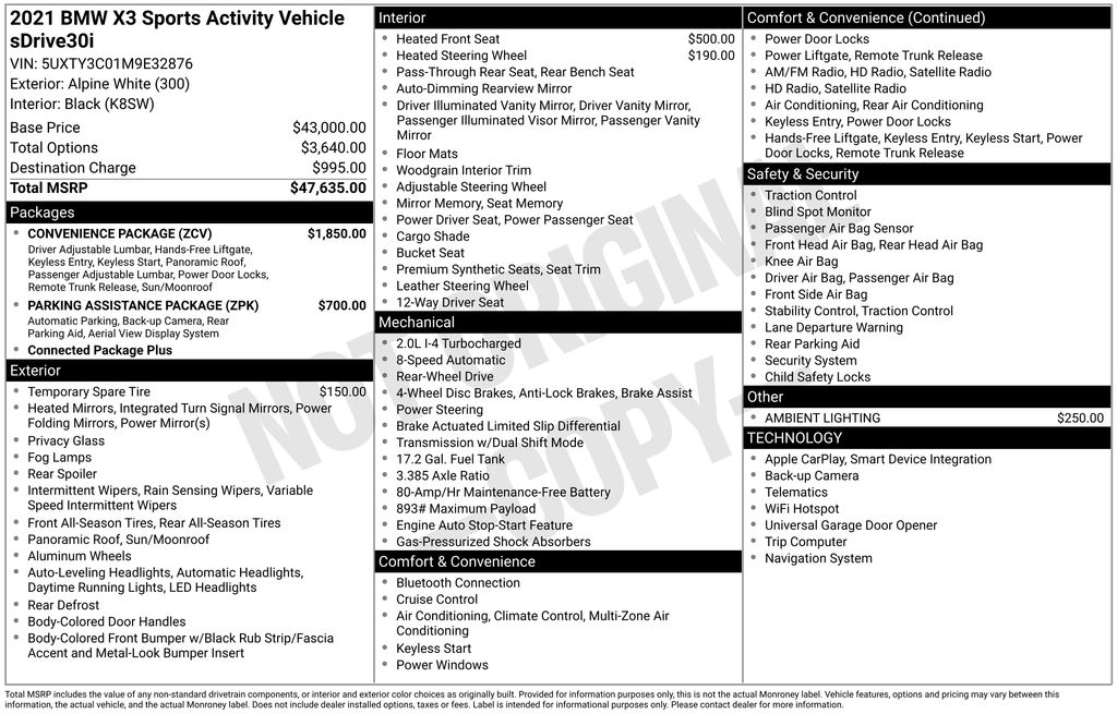 bmw x3 2021 5UXTY3C01M9E32876 image bmw x3 2021 5UXTY3C01M9E32876 image