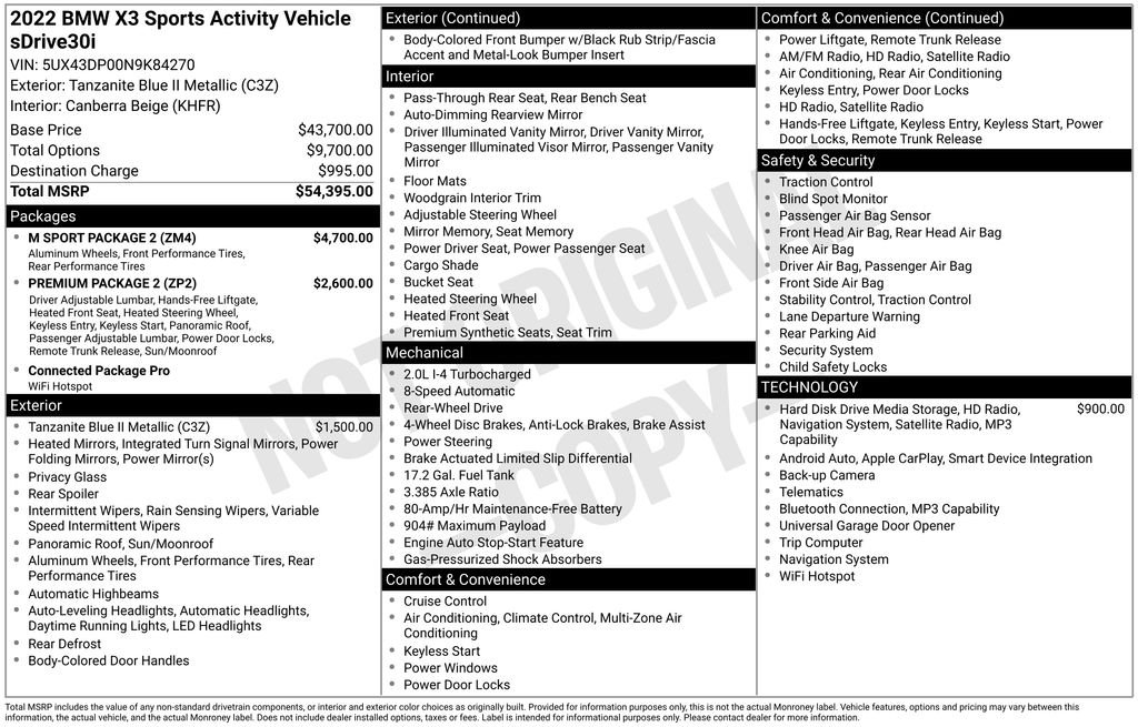 bmw x3 2022 5UX43DP00N9K84270 image bmw x3 2022 5UX43DP00N9K84270 image