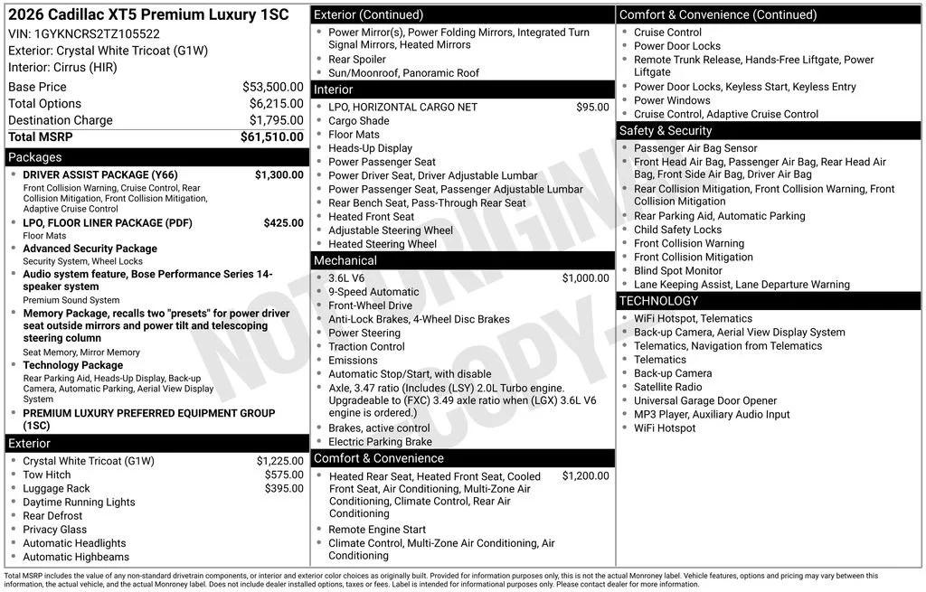 cadillac xt5 2026 1GYKNCRS2TZ105522 image cadillac xt5 2026 1GYKNCRS2TZ105522 image