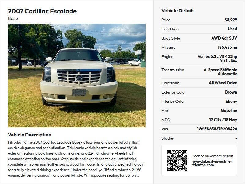 cadillac escalade 2007 1GYFK63887R208426 image cadillac escalade 2007 1GYFK63887R208426 image