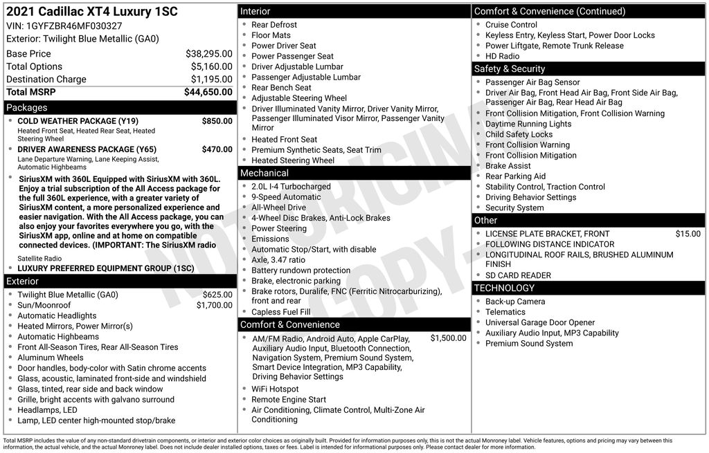 cadillac xt4 2021 1GYFZBR46MF030327 image cadillac xt4 2021 1GYFZBR46MF030327 image