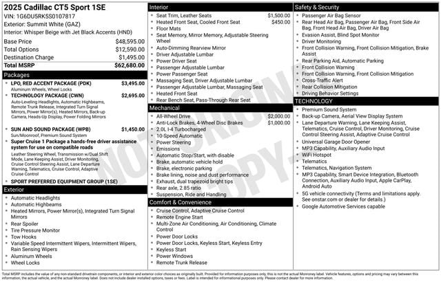 cadillac ct5 2025 1G6DU5RK5S0107817 image cadillac ct5 2025 1G6DU5RK5S0107817 image