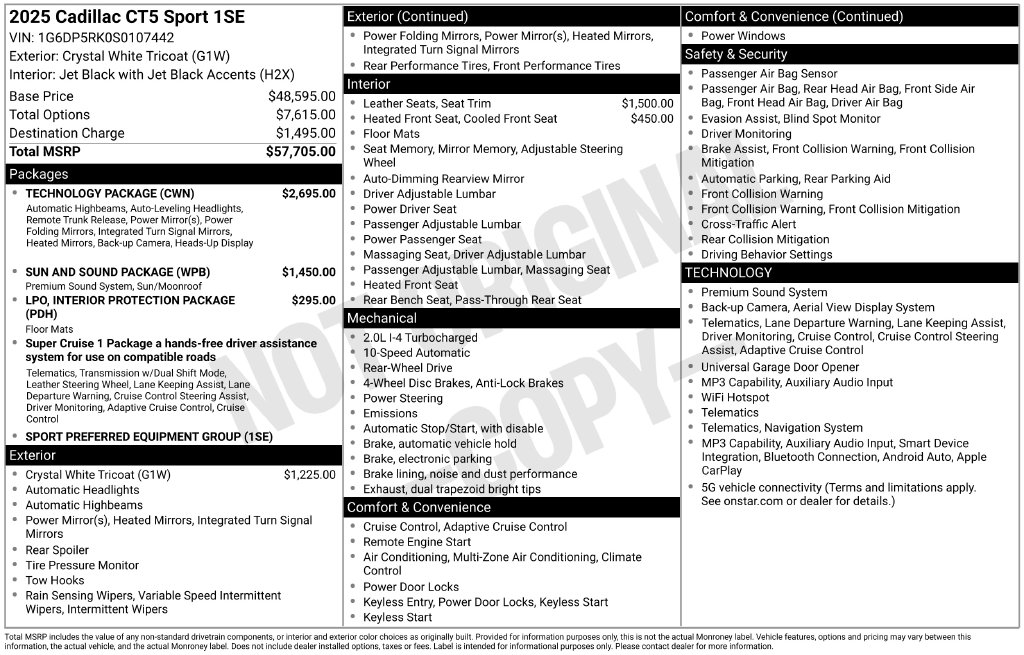 cadillac ct5 2025 1G6DP5RK0S0107442 image cadillac ct5 2025 1G6DP5RK0S0107442 image