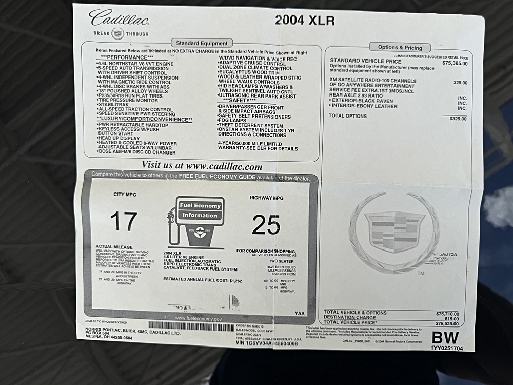 cadillac xlr 2004 1G6YV34A945604098 image cadillac xlr 2004 1G6YV34A945604098 image