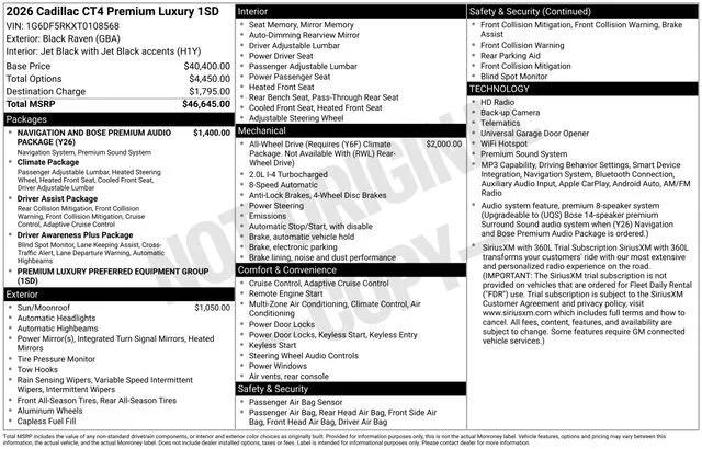 cadillac ct4 2026 1G6DF5RKXT0108568 image cadillac ct4 2026 1G6DF5RKXT0108568 image