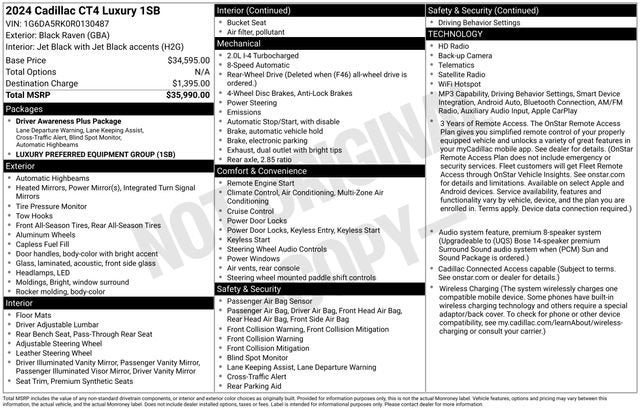 cadillac ct4 2024 1G6DA5RK0R0130487 image cadillac ct4 2024 1G6DA5RK0R0130487 image