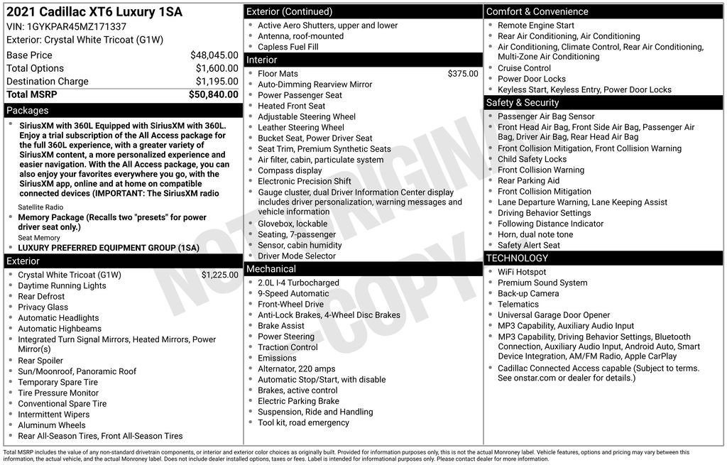 cadillac xt6 2021 1GYKPAR45MZ171337 image cadillac xt6 2021 1GYKPAR45MZ171337 image